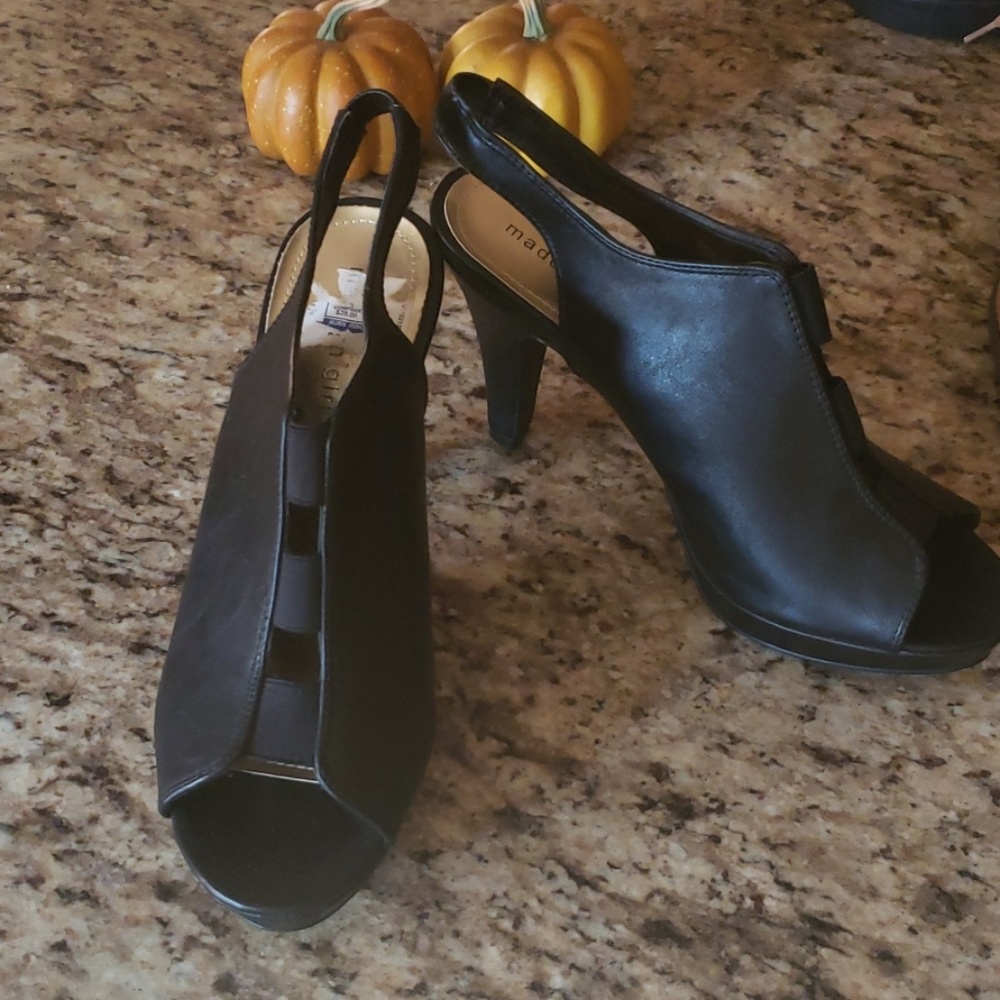 Brand new black open toe heels